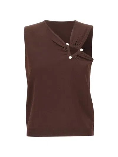 Kaos 비대칭 컷아웃 탑 In Brown