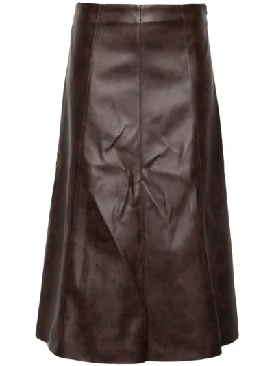 Kaos A-line Midi Skirt In Brown