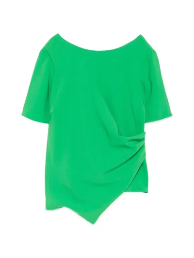 Kaos Asymmetric Draped-detail Blouse In Green