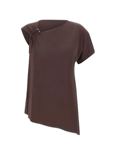 Kaos Asymmetric Gathered Blouse In Brown