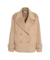 Kaos Beige Double-breasted Peacoat With Textured Fabric In Neutral