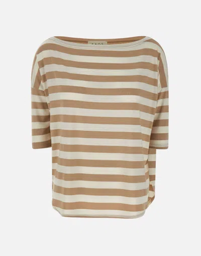 Kaos Beige Striped Viscose Sweater