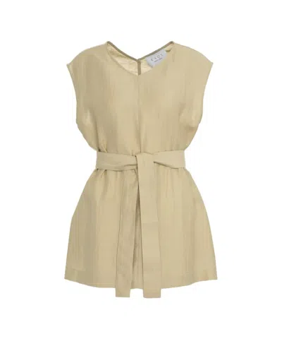 Kaos Beige Vest With Waist Belt In Neutrals