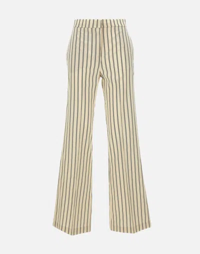 Kaos Beige Viscose Striped Trousers
