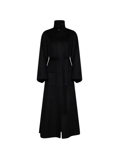 Kaos Belted High-neck Coat In 블랙