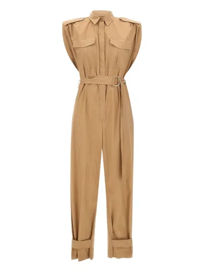 Kaos Belted Jumpsuit In Brown