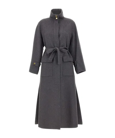 Kaos Belted Longline Coat In Blue