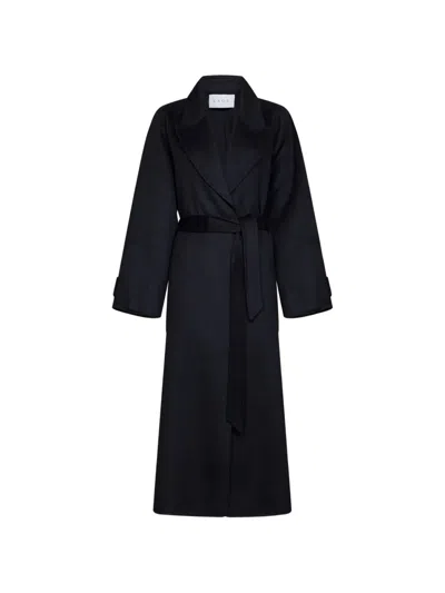 Kaos Belted Long-sleeve Wrap Coat In 블루
