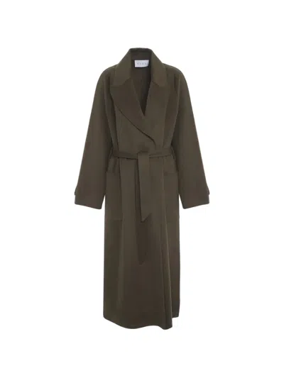 Kaos Belted Notch-lapels Coat In Green