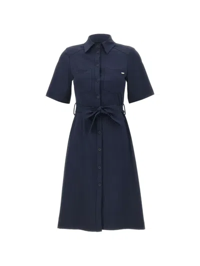 Kaos Belted Shirt Dress In Blue