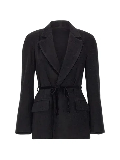Kaos Belted Suede-effect Blazer In Black