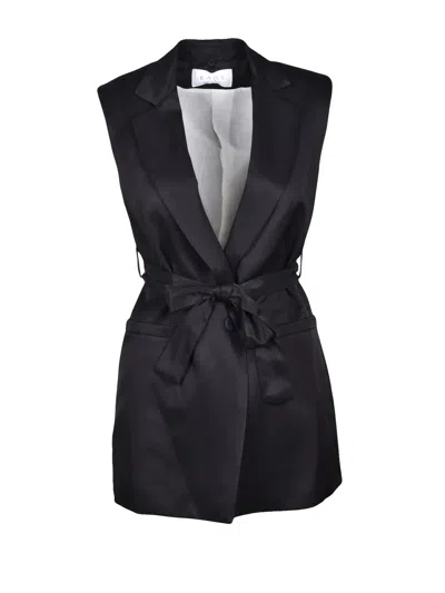 Kaos Black Tailored Viscose-linen Vest