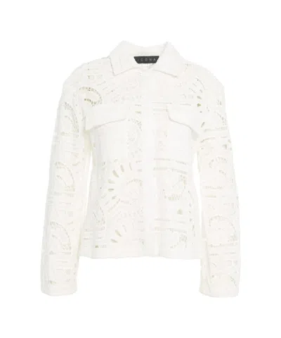 Kaos Blouse With Perforated Embroidery In White