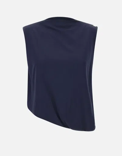 Kaos Blue Viscose Blend Sleeveless Top