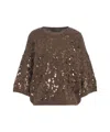 Kaos Brown Oversized Sweater With Sequin Embellishment In Gray