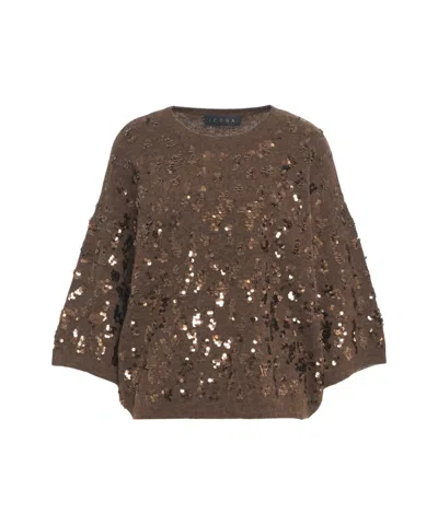 Kaos Brown Oversized Sweater With Sequin Embellishment In Gray