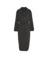 Kaos Brown Tailored Coat With Belted Waist In Black