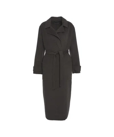 Kaos Brown Tailored Coat With Belted Waist In Black