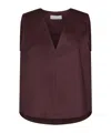 Kaos Button-back Sleeveless Blouse In Brown
