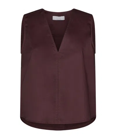 Kaos Button-back Sleeveless Blouse In Brown