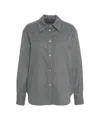 Kaos Button-down Grey Top With Pointed Collar And Relaxed Fit In Gray