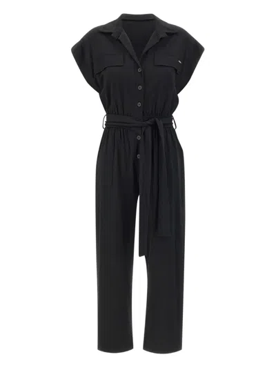 Kaos Button-fastening Belted Jumpsuit In Black