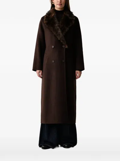 Kaos Buttoned Double-breasted Coat In Brown