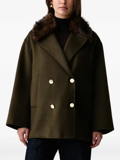Kaos Buttoned Short Double-breasted Coat In Green