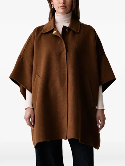 Kaos Button-fastening Cape Coat In 브라운