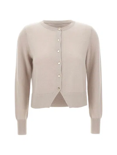 Kaos Button-up Slit-hem Cardigan In Neutral