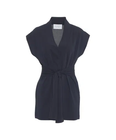 Kaos Cap Sleeve Top With V-neckline In Black