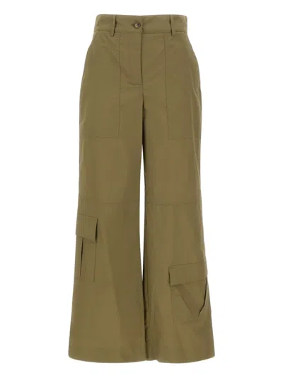 Kaos Cargo Pocketed Straight Trousers In Green