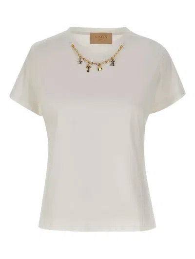 Kaos Chain-embellished T-shirt In White