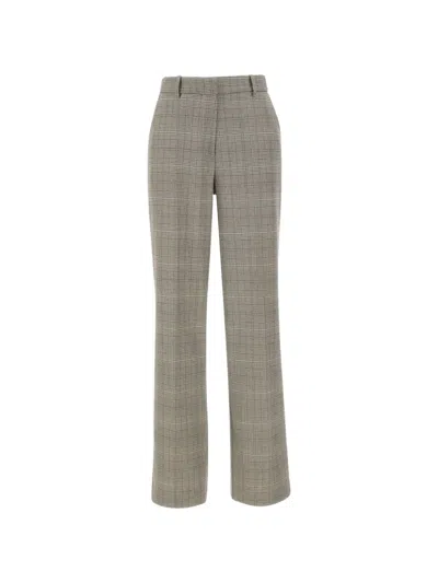 Kaos Check-pattern Straight-leg Trousers In Gray