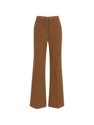 Kaos Chenille-effect Wide-leg Trousers In Brown