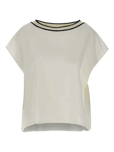 Kaos Contrasting-trim T-shirt In White