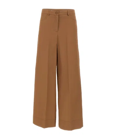 Kaos Cotton Poplin Trousers In Brown