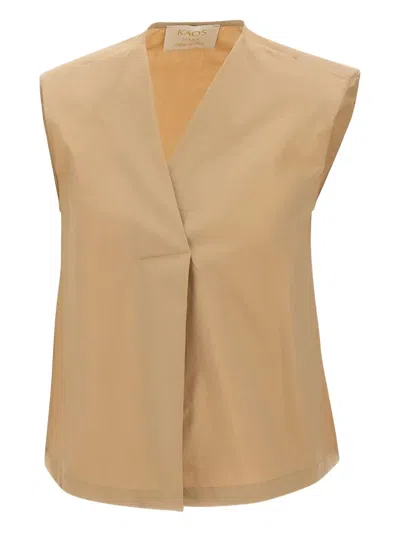 Kaos Cotton Top In Camel