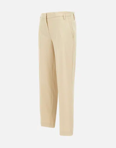 Kaos Cream Crepe Slim Fit Trousers In Beige