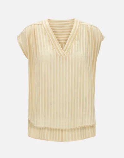 Kaos Cream Rayon Lyocell Sleeveless Blouse In Neutrals