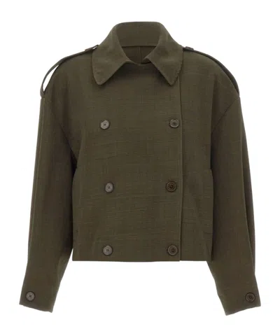 Kaos Cropped Double-breasted Jacket In Green
