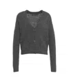 Kaos Cropped Knit Cardigan With Button-down Front In Gray