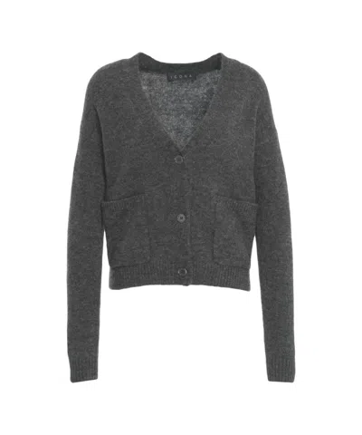 Kaos Cropped Knit Cardigan With Button-down Front In Gray