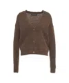 Kaos Cropped Knit Cardigan With V-neckline And Button-down Front In Brown