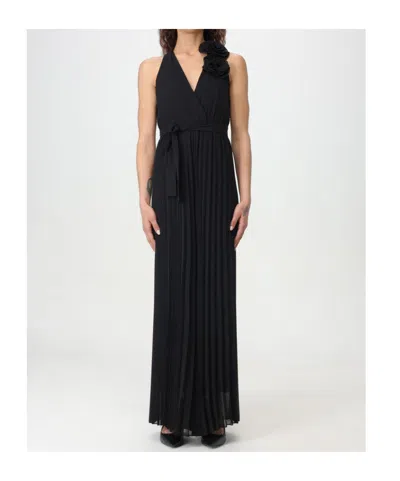 Kaos Crossover Neckline Pleated Jumpsuit In Black