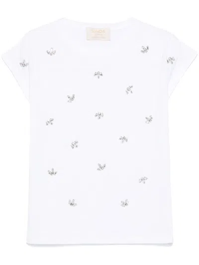 Kaos Crystal-embellished T-shirt In White
