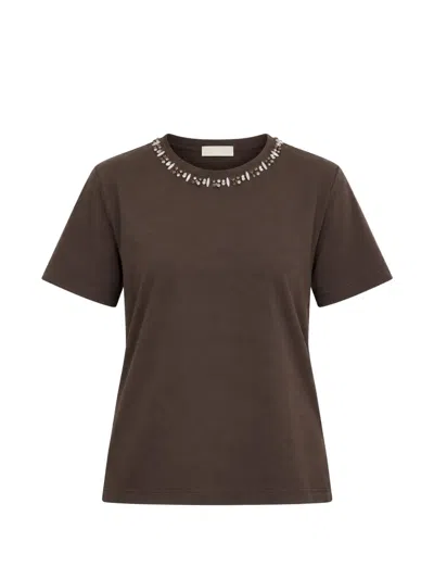 Kaos Crystal-embellished T-shirt In Blue
