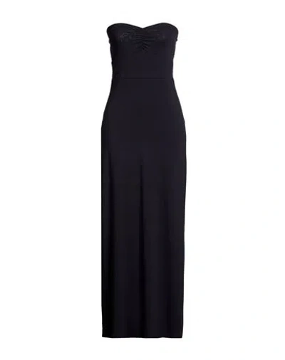 Kaos Day By Day Woman Maxi Dress Midnight Blue Size 6 Viscose, Elastane In Black