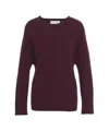 Kaos Deep Burgundy Knit Sweater With Ribbed Detailing In Black