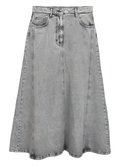Kaos Denim Midi Skirt